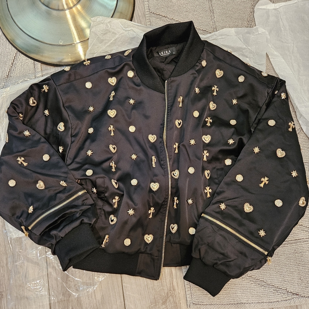 New AKIRA Embellished Bomber Jacket - Picture 5 of 6